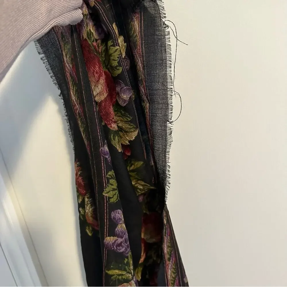 Vintage Fruit Black Square Scarf